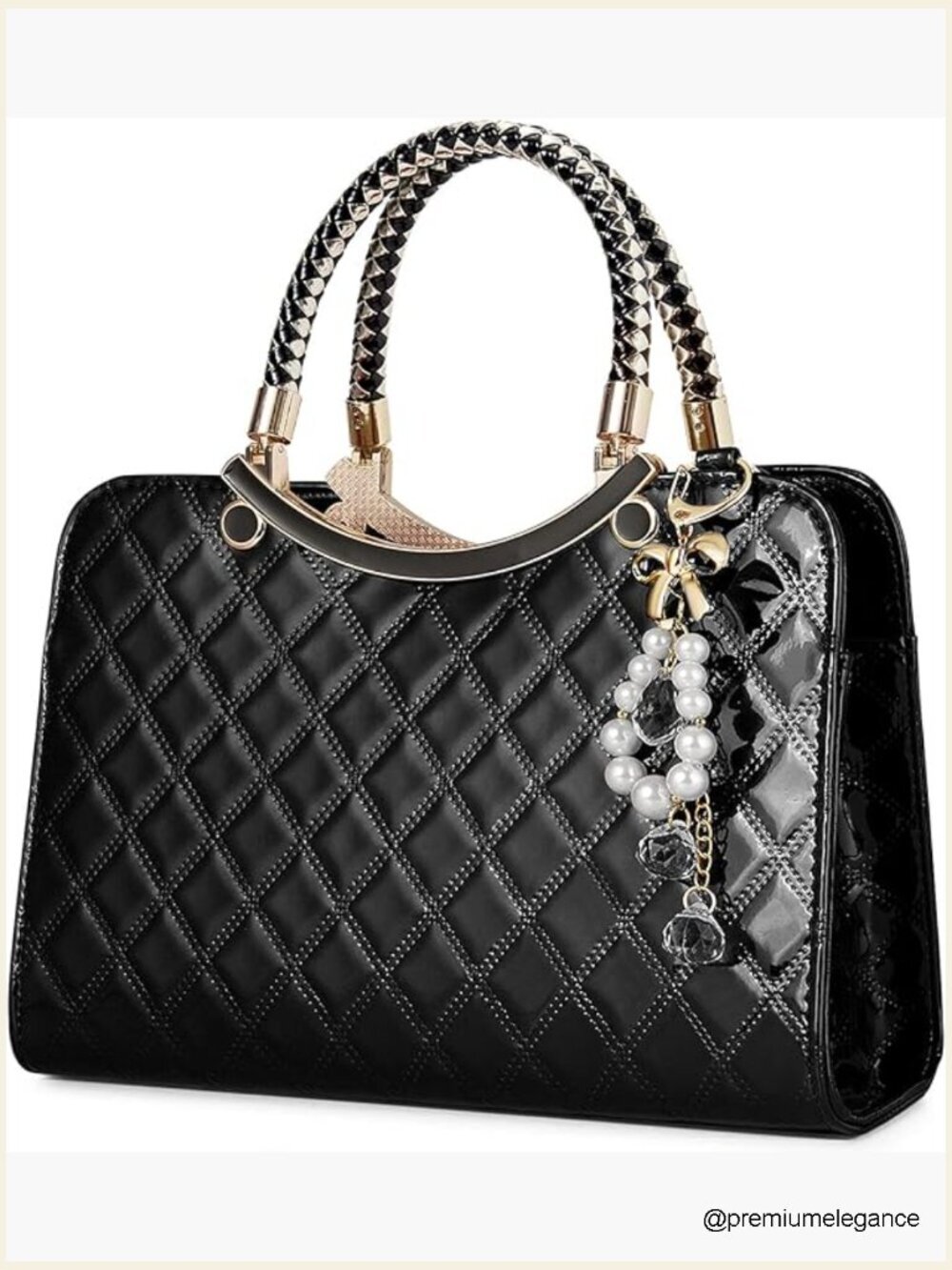 Shiny Patent Leather Satchel Handbag Top Handle Crossbody Shoulder Bag